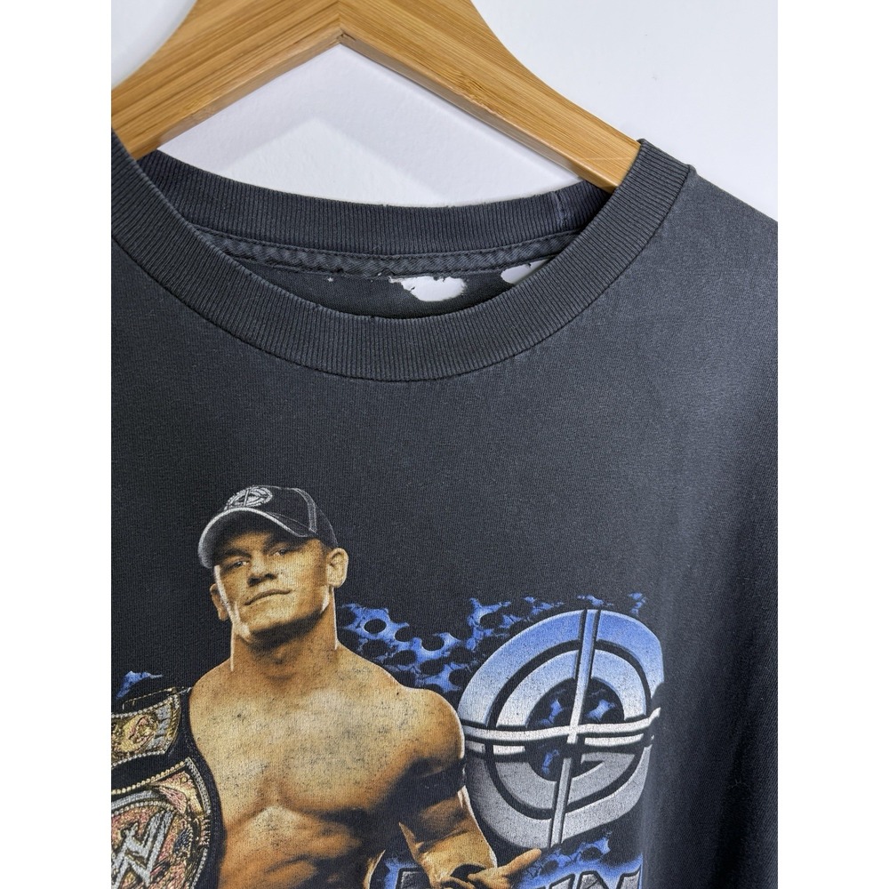 WWE Men's Y2K John Cena Short Sleeve Distressed Black Graphic T-shirt Size L - Picture 10 of 16